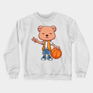 Basketball Bear Cute Cartoon Crewneck Sweatshirt